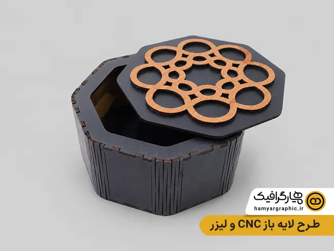 طرح لایه باز CNC و لیزر چوب شش ضلعی