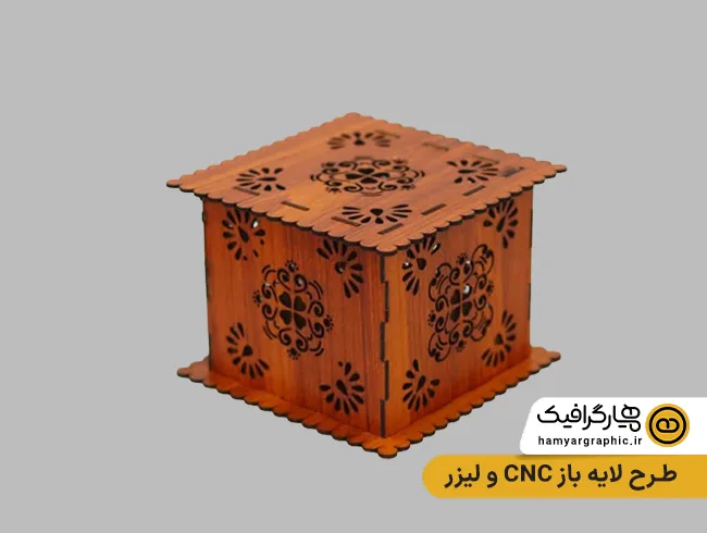 طرح لایه باز CNC و لیزر چوب جعبه جواهر