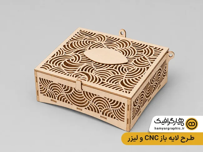 طرح لایه باز CNC و لیزر چوب جعبه زیورآلات