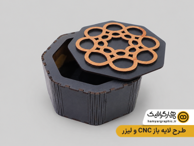 طرح لایه باز CNC و لیزر چوب شش ضلعی